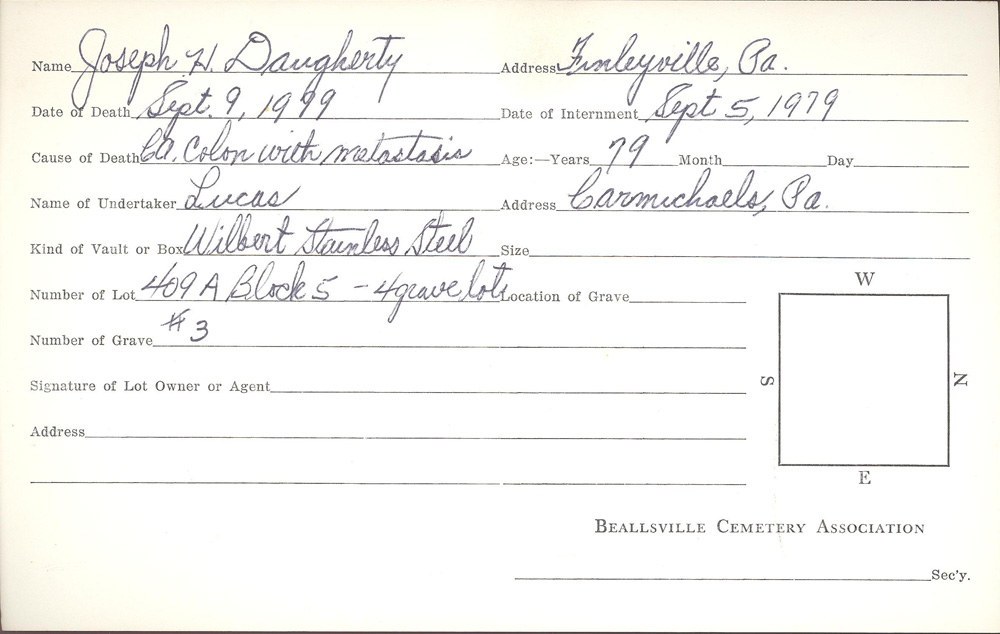 burial card